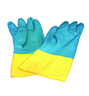 Rubber Gloves in Bi-Color Design Offering Reliable Protection for Chemical and Cleaning Applications